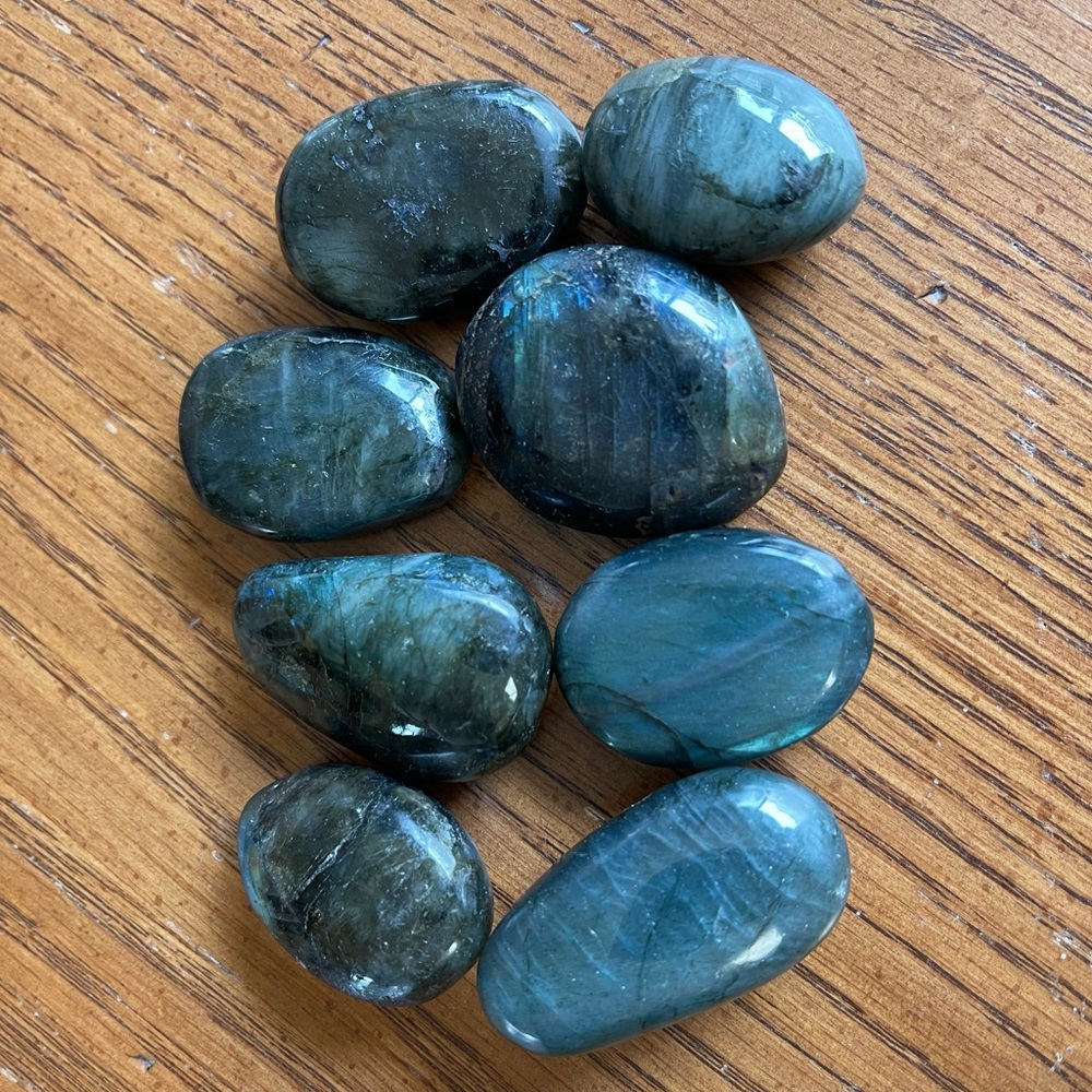 8 Polished Bluish/Greenish Labradorite Stones DIY projects